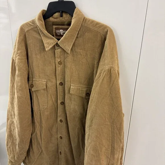 Levis Corduroy Coat Mens XXL Tan Brown Plaid Fleece Flannel Lined Barn Shacket - Picture 2 of 11